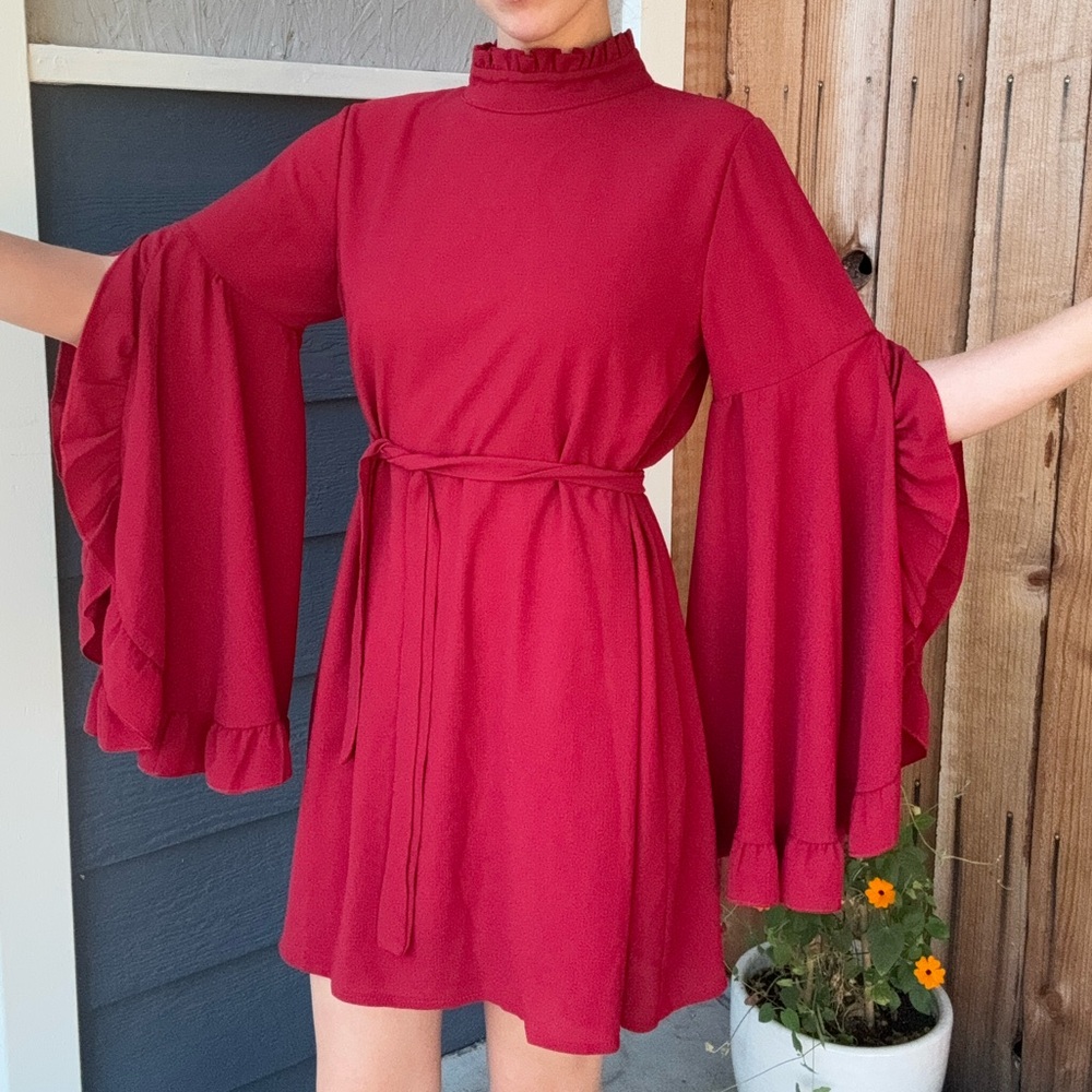 Red Mod/60s Witchy Boho Dress